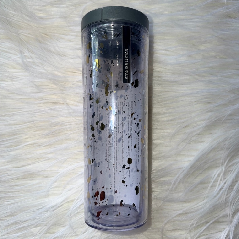 NWOT Starbucks 2013 Quicksilver Gold Specks Flakes Acrylic 16 oz. Tumbler